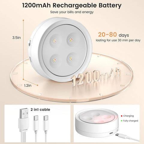 Onumii Under Cabinet Rechargeable LED Puck Lights with Remote – Magnetic Stick-On Kitchen & Wardrobe Lighting, 2 Pack - Brighten the Corners You Usually Miss