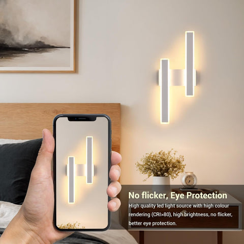 Elegant Indoor LED Wall Light 32W – White Acrylic Rectangular Sconce for Living Room, Bedroom, Corridor, Hallway, 3000K Warm White Lighting