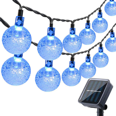 36ft solar garden lights with 60 LED crystal balls – UK outdoor use.

