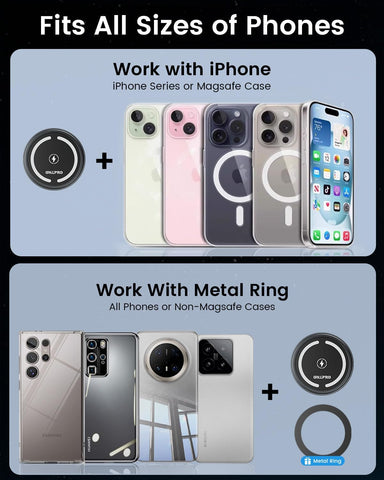 OHLPRO MagSafe Car Mount Charger for iPhone 16 15 14 13 Pro Max – Black