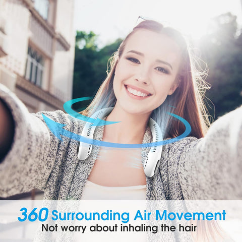 Neck Fan Bladeless 360° Rechargeable White