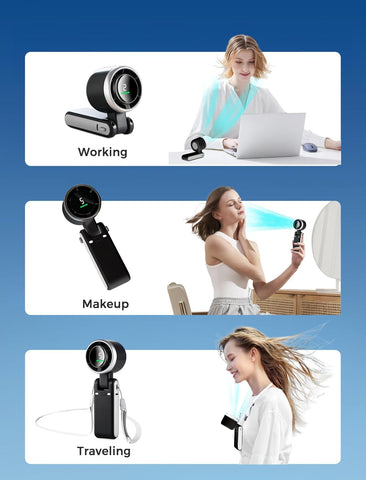 Portable Handheld Fan with LED Display – 5 Speeds, USB Rechargeable