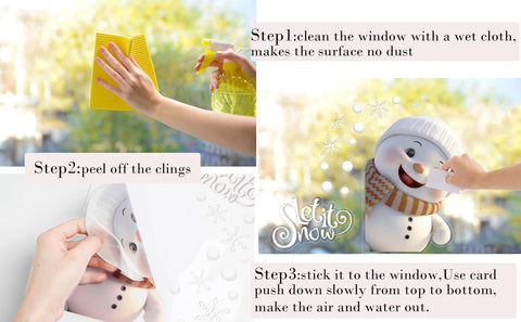 8 Sheets 3D White Christmas Window Stickers – Static Cling Snowflake Window Decals for Holiday Home & Shop Decoration