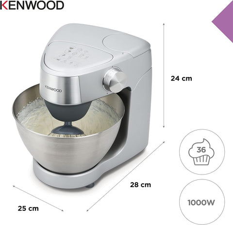 Kenwood Prospero Plus Stand Mixer – 4.3L Bowl, 1000W Motor, 3 Bowl Tools, Compact Design, Silver