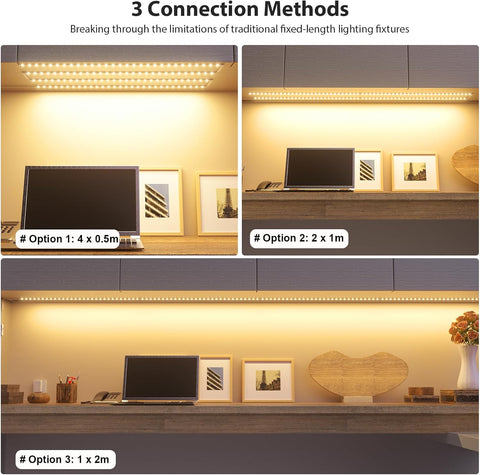WOBANE Under Cabinet Lights – 4×50cm Flexible LED Strip Lights, Warm White 1200lm, 12W Low Voltage Kitchen Lighting - Light Up the Corners You Actually Use