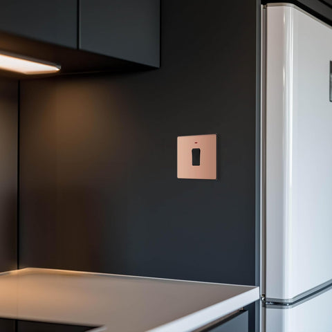 BG Electrical Single Wall Switch with LED Power Indicator, Double Pole, Screwless Front Plate, Round Edges, Evolve, Polished Copper, 20A, PCDCP31B