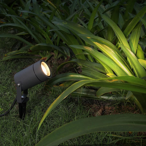 DAWALIGHT Garden Spike Light GU10 5W 3000K Warm White LED Outdoor Spot Lights Mains Powered IP65 Waterproof Adjustable Landscape Lights for Garden Path Lawn Walkway, Aluminum, Dark Grey