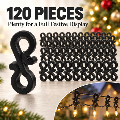 DOITOOL 120 Pcs Black Gutter Hooks for Outdoor Lights – 3.5cm S-Shaped Clips for Christmas Lights, Fairy Lights, Icicle Lights, Porches & Roofline Decorations