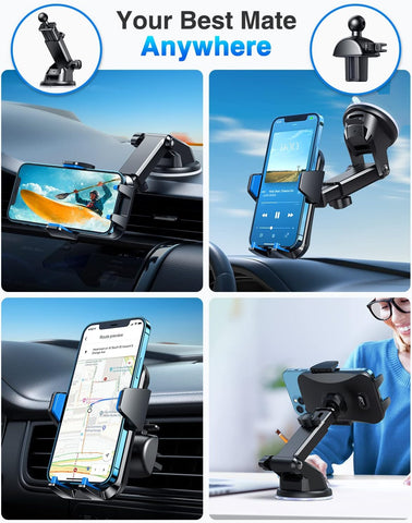 VANMASS 2025 Car Phone Holder Black – Strong Suction & 360° Rotation