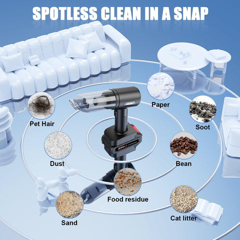 Zunth 30000PA Black Cordless Car Vacuum Cleaner – Dual Battery, Portable