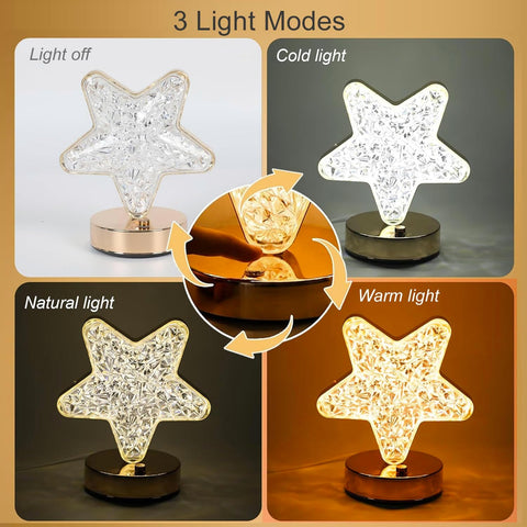 Battery-operated moon light providing warm, ambient lighting.

