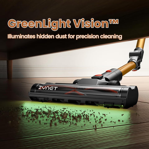 Zynet S9 Cordless Vacuum Cleaner 500W 45KPa Powerful Suction Stick Hoover with Folding Wand, LED Display & 45Min Runtime