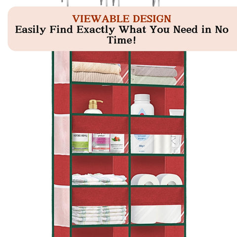 Ofiray-Home Over The Door Storage Organiser – 5-Tier, 10 Compartments, Pink Hanging Storage with 10 Side Pockets