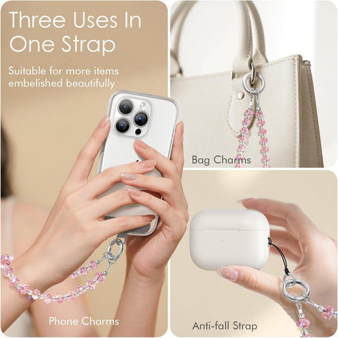 Phone Charm Bling Pink Crystal Strap