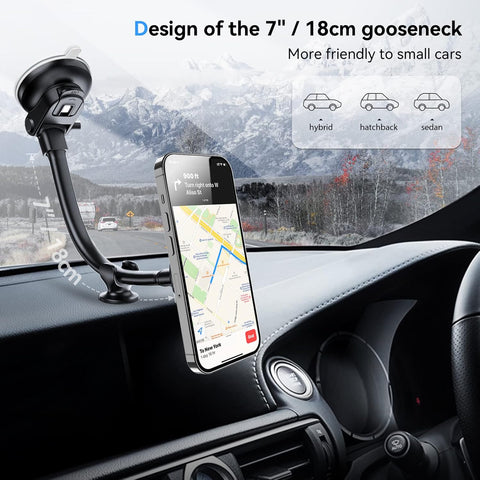 Magnetic Car Phone Holder with Gooseneck Suction Mount