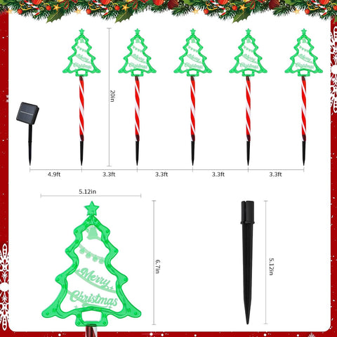 10 Pack Solar Christmas Tree Stake Lights Outdoor Christmas Decorations