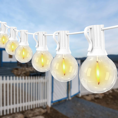 50ft mains-powered festoon string lights with white cable – UK.

