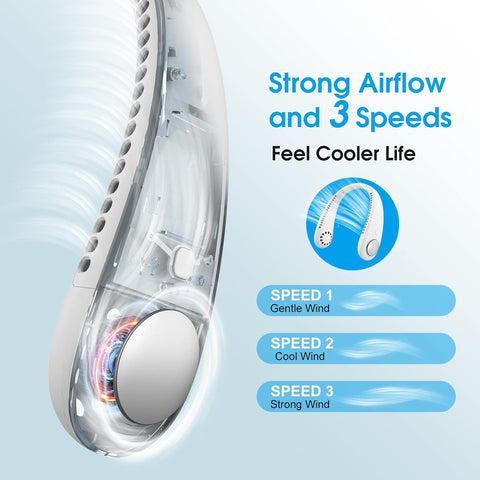 Neck Fan Bladeless 360° Rechargeable White