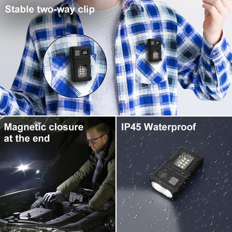flintronic Small Torch, USB C Rechargeable Mini EDC Torch, COB Work Light with Magnetic Base and Buckle Clip, Super Bright Flashlight for Outdoors Camping, Hiking, Emergency, Workshop, Repair [Energy Class A+++]