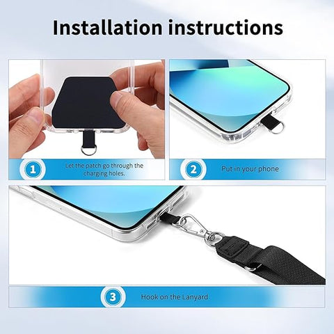 CACOE Universal Mobile Phone Chain - Adjustable Neck Strap for Smartphones Black+white