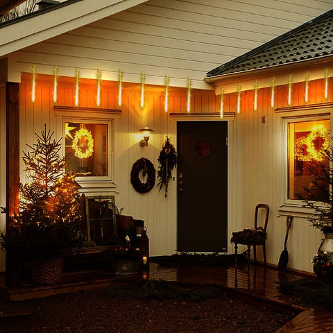 Kwaiffeo Warm White 240 LED Meteor Shower Christmas Lights – Outdoor & Indoor Decor