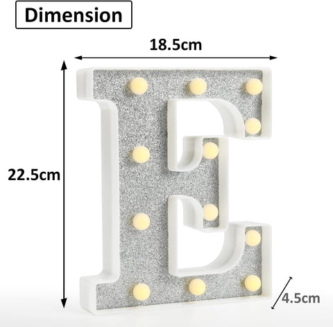 Colorful Light Up Letters, Glitter LED Letter Lights 18 Color Changing Shiny Alphabet Sign Gifts for Girls Women Party Birthday Decorations Remote Night Light Christmas Valentine Wall Table Decor - E