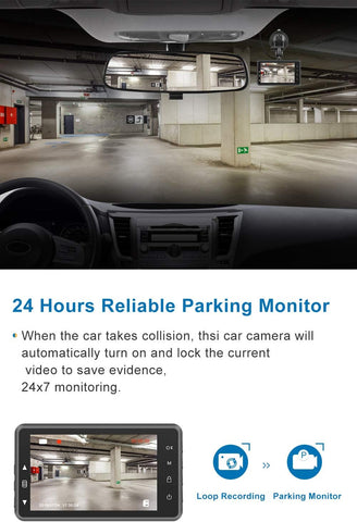 CHORTAU 1080P FHD Dash Cam for Cars with 170° Wide Angle – 3.2" Screen