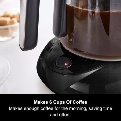 Equip 10 Cup Filter Coffee Machine with Pour Over Technology, Aroma Blender & Keep Warm Function – 1.2L Drip Coffee Maker with Reusable Filter, Anti-Drip Design & Easy View Water Level, Black/Brushed Steel