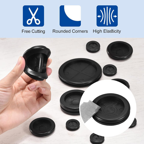 sourcing map 6Pcs Rubber Grommets 1-3/8" (35mm) Drill Hole, 1-1/4" (31mm) ID Single Sided Hole Plugs Ring Gasket for Firewall Cable Wire Protecting, Black