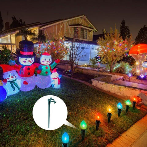 Christmas Light Stakes for C7 C9 Bulbs - 50 Pack 7.5 Inch Plastic Garden Stake Lights for Outdoor Pathway Lighting Holiday Decor Black(black)
