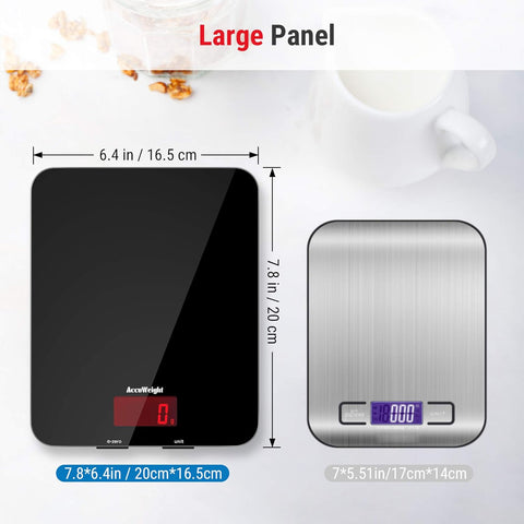 Digital Kitchen Scale 5kg/11lb – Tempered Glass Platform, Backlit LCD, Multifunction Food Weighing with Batteries