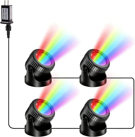POPOSOAP RGB Underwater Pond Lights 4-in-1 with Timer & Remote – IP68 Waterproof Submersible LED Pond Lights for Gardens, Ponds & Water Features