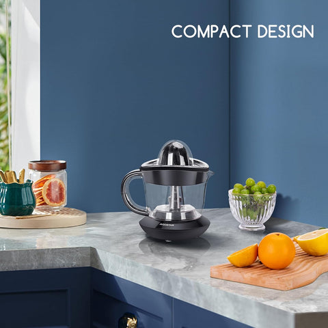 Electric Citrus Juicer 700ml Bowl Two-Way Rotation with 2 Cones Black