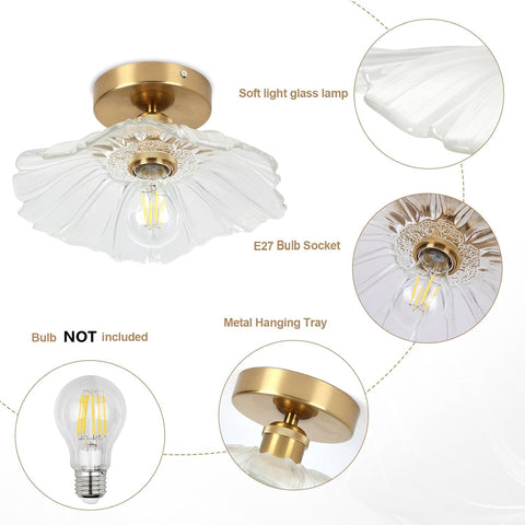 Modern Flush Mount Ceiling Light Fixture - E27 Clear Glass Shade 240V