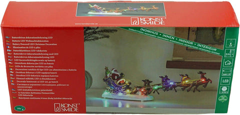 Konstsmide LED Santa in Sleigh with Reindeer Table Decoration – Multicolour