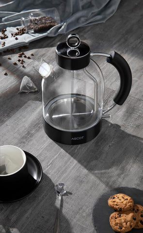 Glass Electric Kettle 1.5L – Fast Boil Tea Heater & Hot Water Boiler – Borosilicate Glass – Auto Shut-Off, Boil-Dry Protection – Black