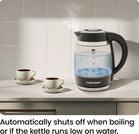 1.8L 3000W Electric Glass Kettle – Fast Boil Hot Water Boiler | Auto Shut Off | LED Indicator | Boil-Dry Protection | BPA-Free