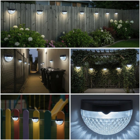 GloBrite Garden Lights - Pack of 4 Outdoor Lights - Waterproof Night Light for Pathway, Patio, Deck, Fence - Solar Security Light with Dusk to Dawn Sensor - Outdoor Lighting