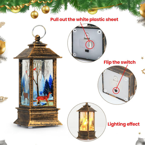 Lifreer 3PCS Christmas Lanterns – Vintage LED Candle Lights with Santa, Snowman & Elk Designs