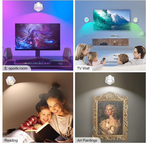 Battery Operated White Wall Lights, LED Rechargeable Wall Lights Indoor, 3500mAh Magnetic Wall Lamp with Remote, 3 Color Temperatures & 13 RGB & Dimmable 360° Free Rotation Sconces Wall Lighting