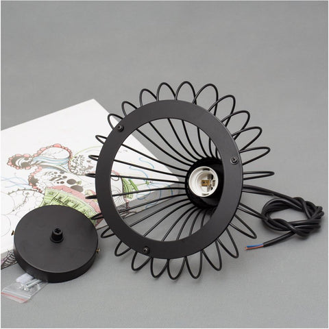 Modern Vintage Industrial Retro Pendant Light Metal Cage Loft Bar Ceiling Light Cage 1x E27 Base (Black)
