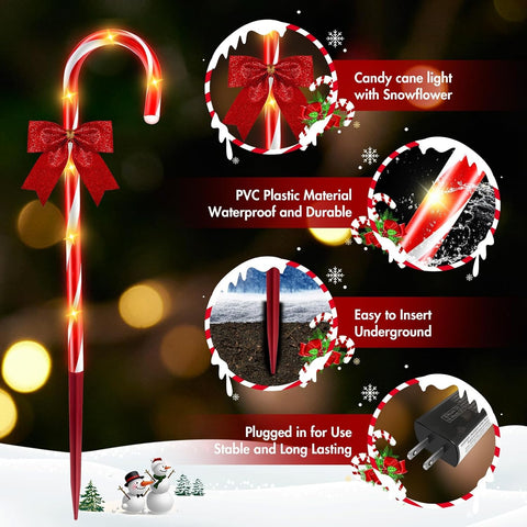 HELESIN 24 Pack 144 LED Christmas Candy Cane Pathway Lights Outdoor Christmas Candy Cane Lights Xmas Decorations Outdoor 12 Modes Timer Remote Waterproof for Patio Garden Pathway