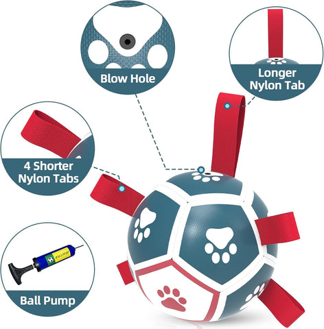 Small Dog Soccer Ball Toy with Straps Interactive Play