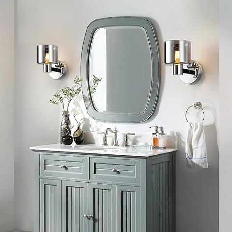 Elegant Chrome Wall Light - Modern Design with Smoked Grey Glass Shade