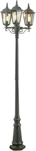 Konstsmide Outdoor Light Firenze Triple Column Outdoor Light/ 2.2m High/ 3 x 100 W E27 Max Lamp Post/Clear Glass/Aluminium/ IP43/ Outside Light Green