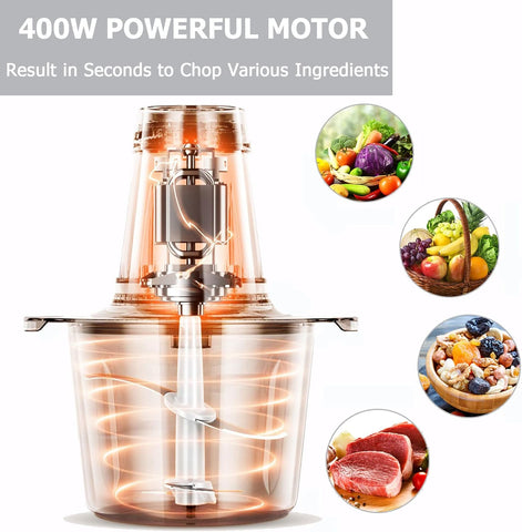 LINKChef Mini Food Chopper – 400W, 1.2L Stainless Steel Bowl, 4 Blades, Electric Processor for Meat, Vegetables & Baby Food