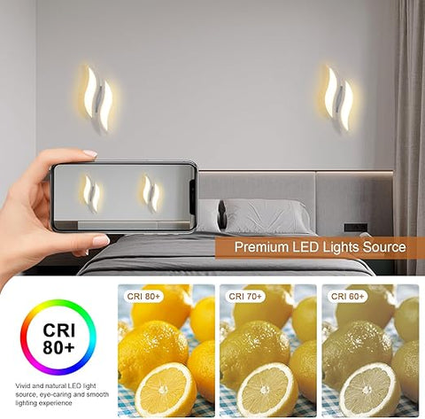 LED Wall Light - Modern Leaf Design 12W Warm White Acrylic Sconce for Bedroom Living Room