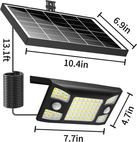 Solar light with dimensions labeled on a white background