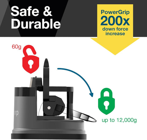 AnySharp Pro Metal Knife Sharpener – Hands-Free PowerGrip Suction | Sharpens All Knives | Hardened Steel & Serrated | Matte Grey