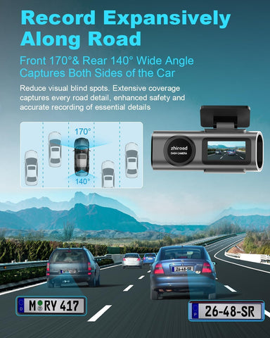 4K Dash Cam Front & Rear Dual Channel with WiFi – 64GB SD Card